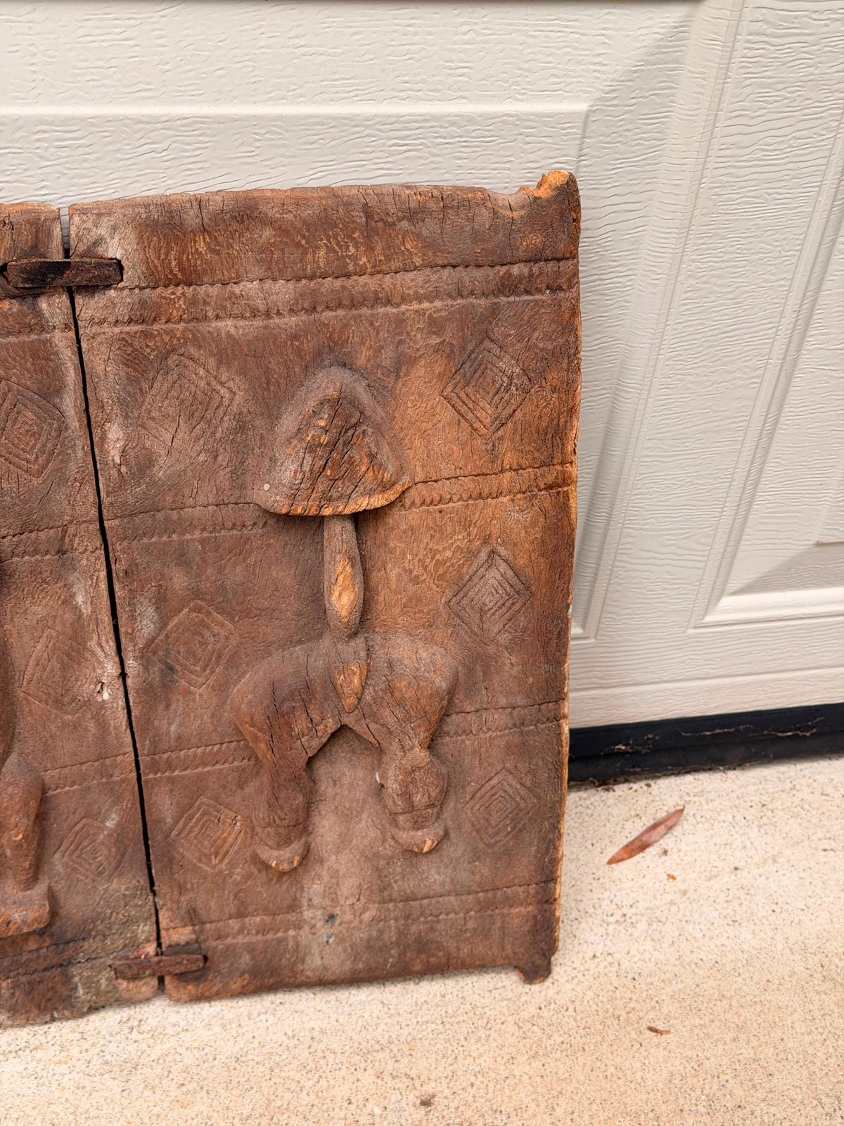 Vintage Dogon Double Panel Granary Shutter Wood Carving Mali 16"