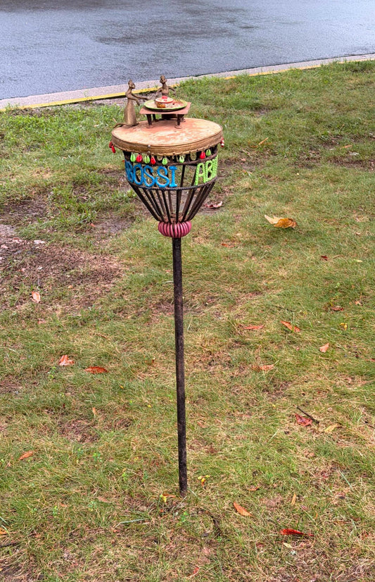Vintage Fon Vodun Asen Altar Staff Sogbossi Benin African Metal Sculpture 45"