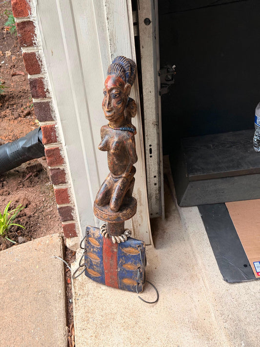 Vintage African Yoruba Shango Wand "Oshe" - Hand-Carved, 26" Tall, Ritual Art