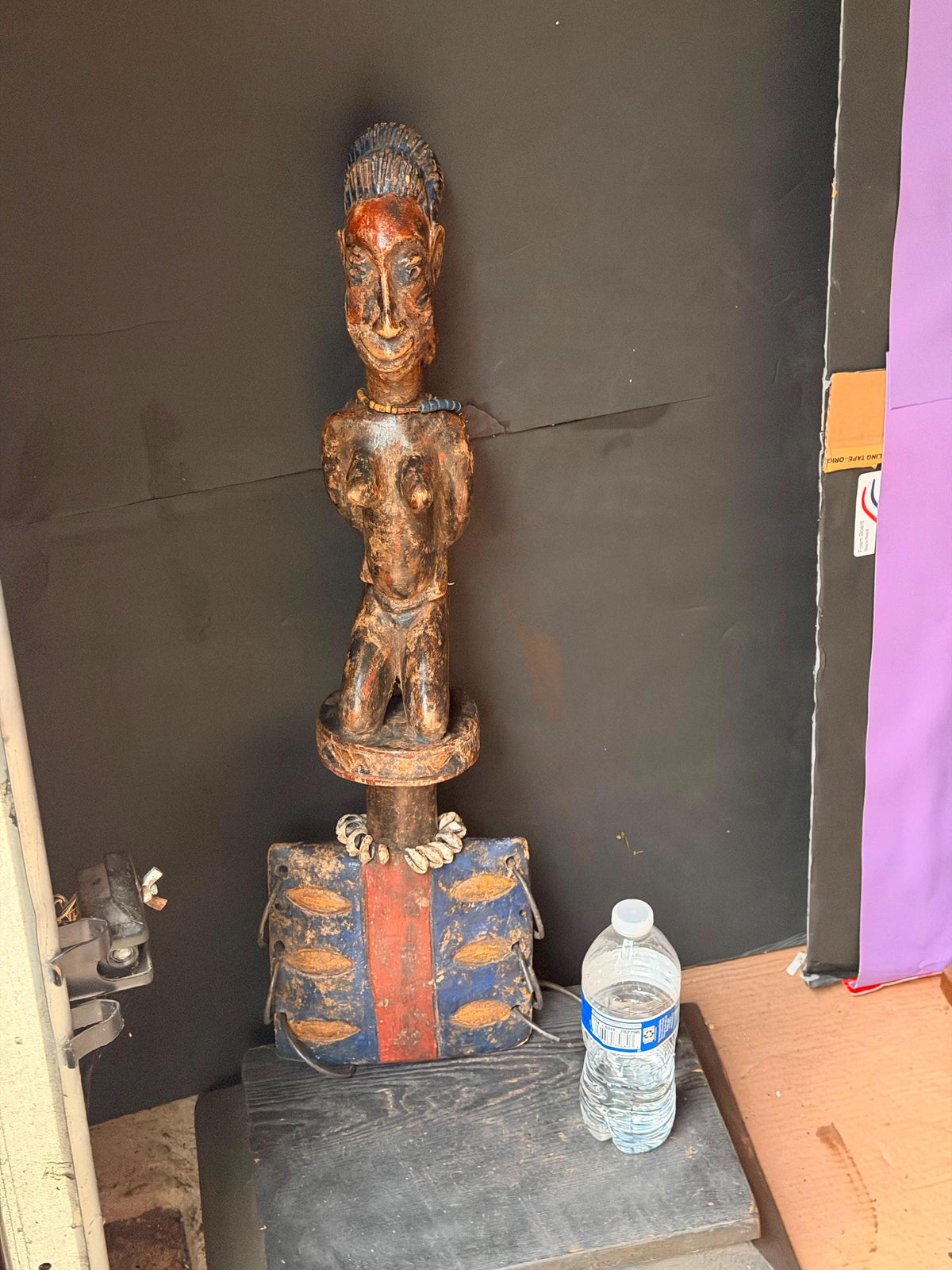 Vintage African Yoruba Shango Wand "Oshe" - Hand-Carved, 26" Tall, Ritual Art