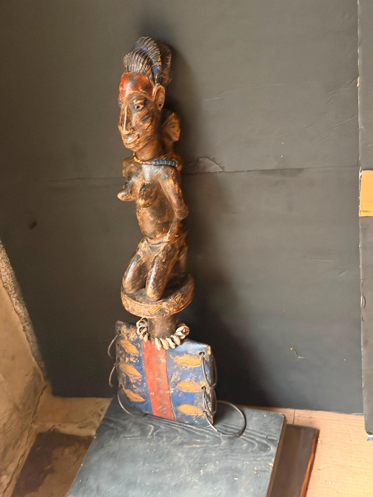 Vintage African Yoruba Shango Wand "Oshe" - Hand-Carved, 26" Tall, Ritual Art