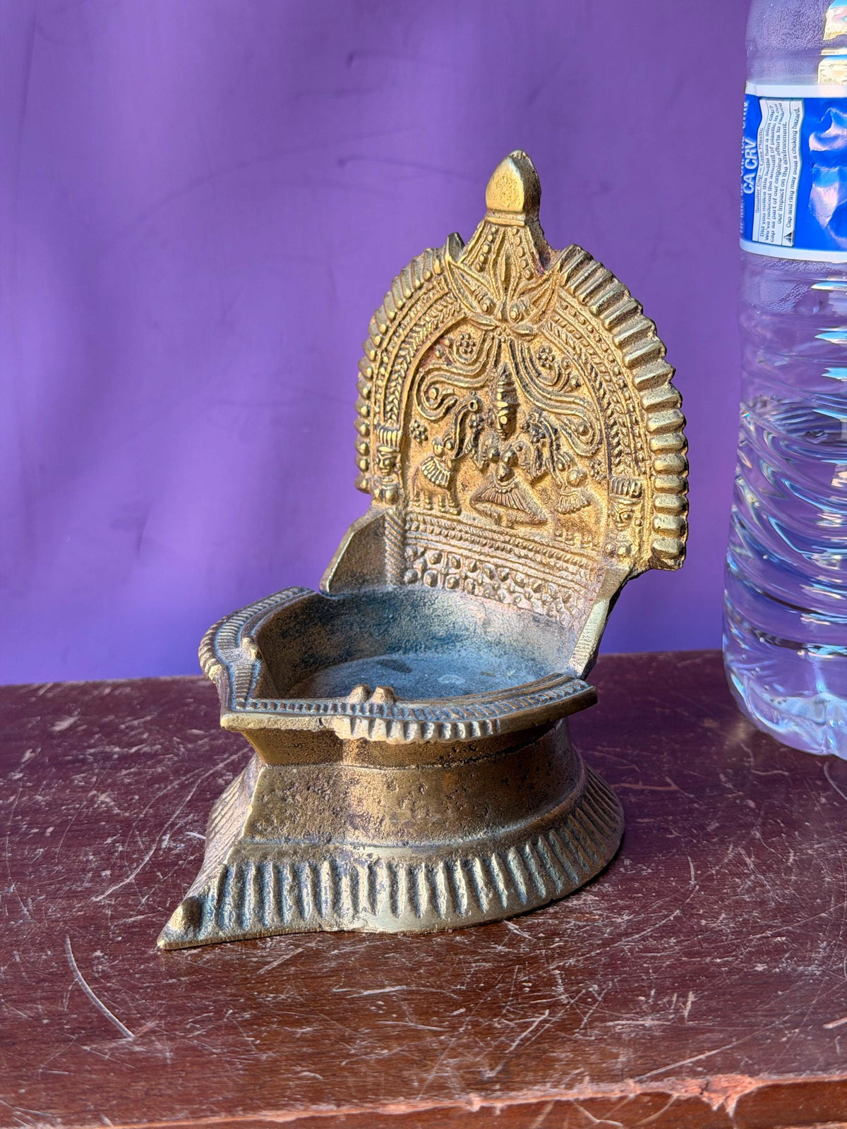 Vintage Indian Brass Gajalakshmi Incense Burner Dhoop Dani Hindu Altar 5"