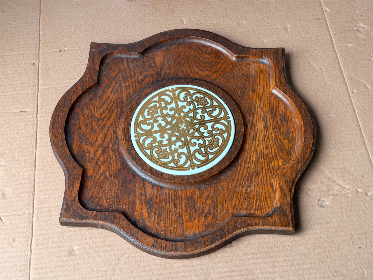 Vintage Georges Briard Mid Century Wooden Serving Tray Tile Inlay Cheese Board