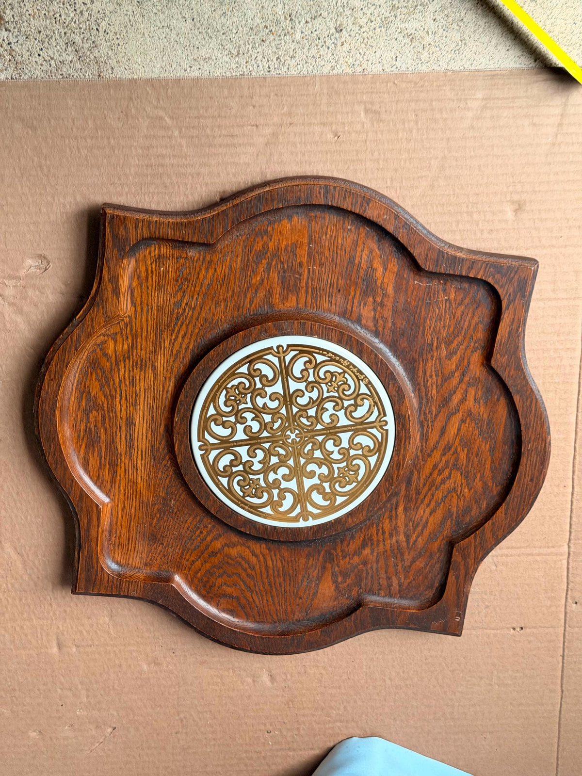 Vintage Georges Briard Mid Century Wooden Serving Tray Tile Inlay Cheese Board