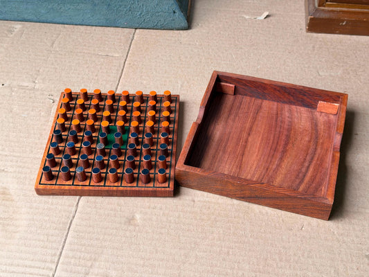 Vintage Wooden Reversi Othello Travel Board Game Sheesham Wood Made in India
