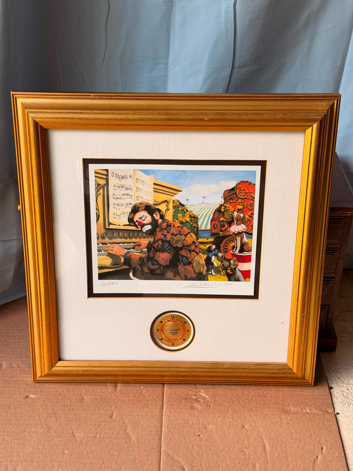 Emmett Kelly Signed Limited Edition Print Clown Alley Chords Circus Art