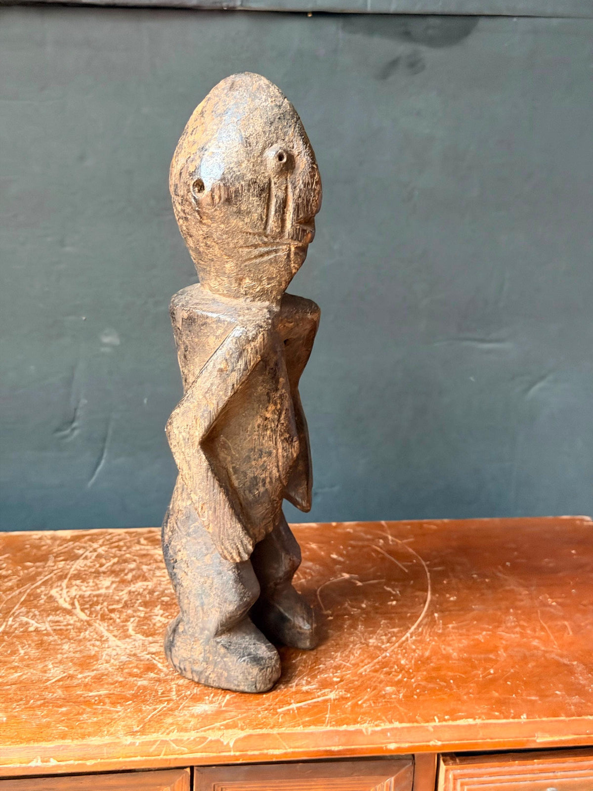 Vintage Chamba Wood Figure Nigerian Tau Ancestor Sculpture African Art 9.3"