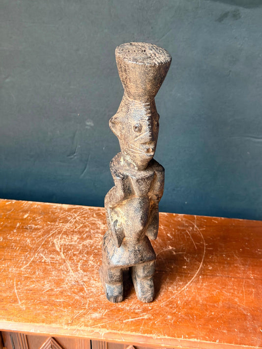 Vintage African Chamba Wood Figure Nigeria Ancestor Tau Shrine Statue 10.5"