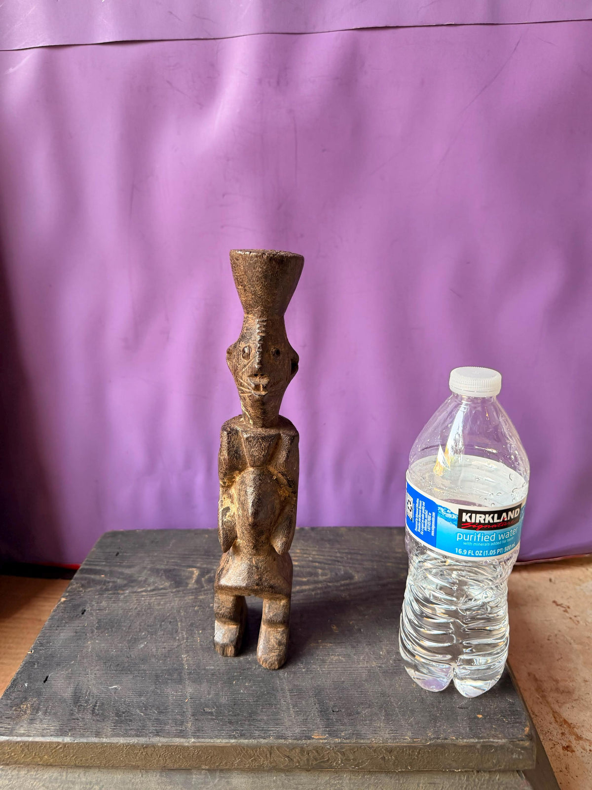Vintage African Chamba Wood Figure Nigeria Ancestor Tau Shrine Statue 10.5"