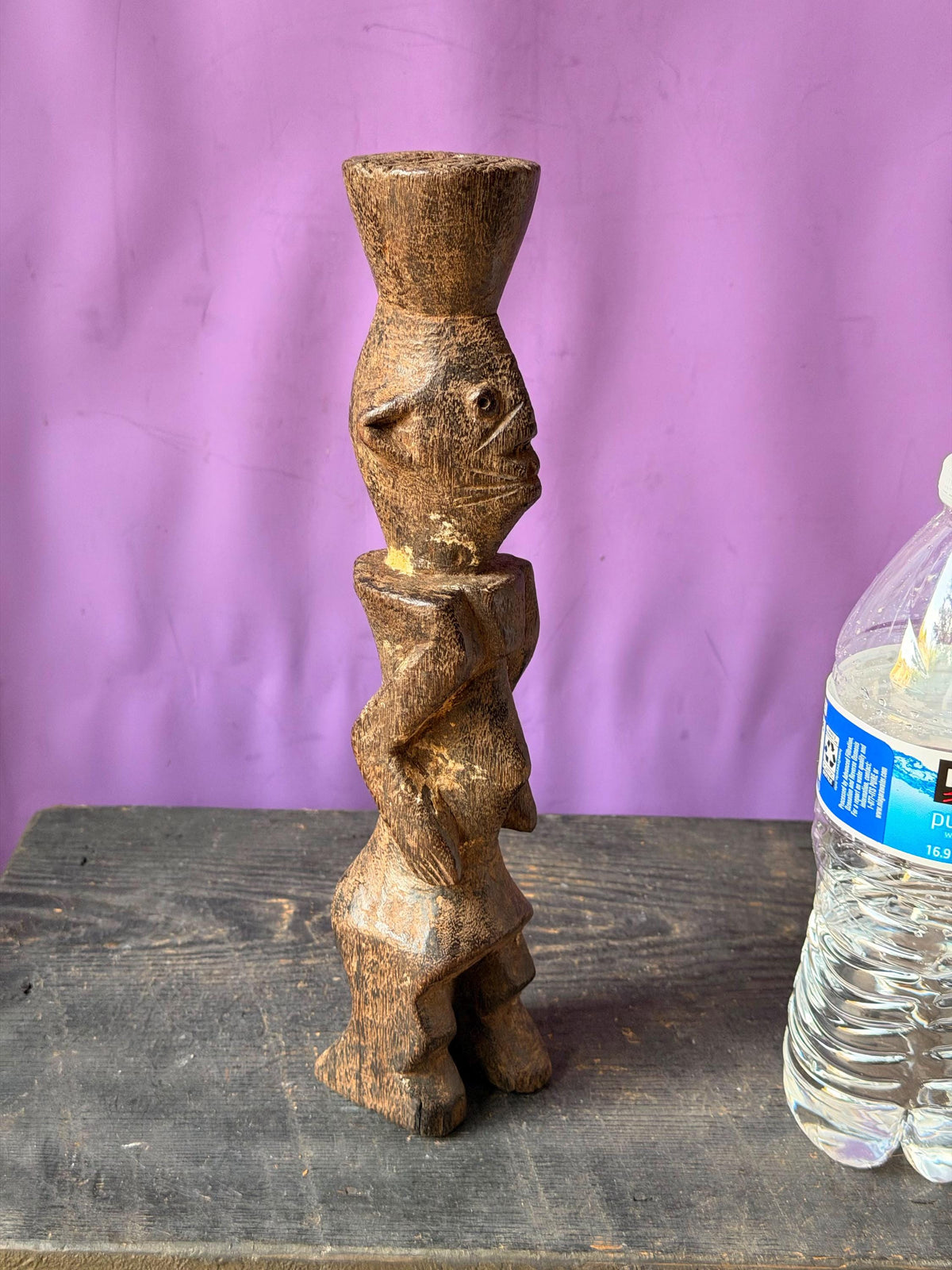 Vintage African Chamba Wood Figure Nigeria Ancestor Tau Shrine Statue 10.5"