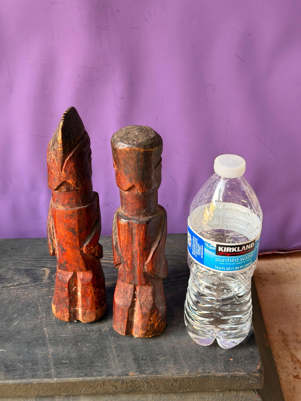 Vintage Yoruba Ere Ibeji Twin Figures Hand Carved Wood Nigeria Pair 9"
