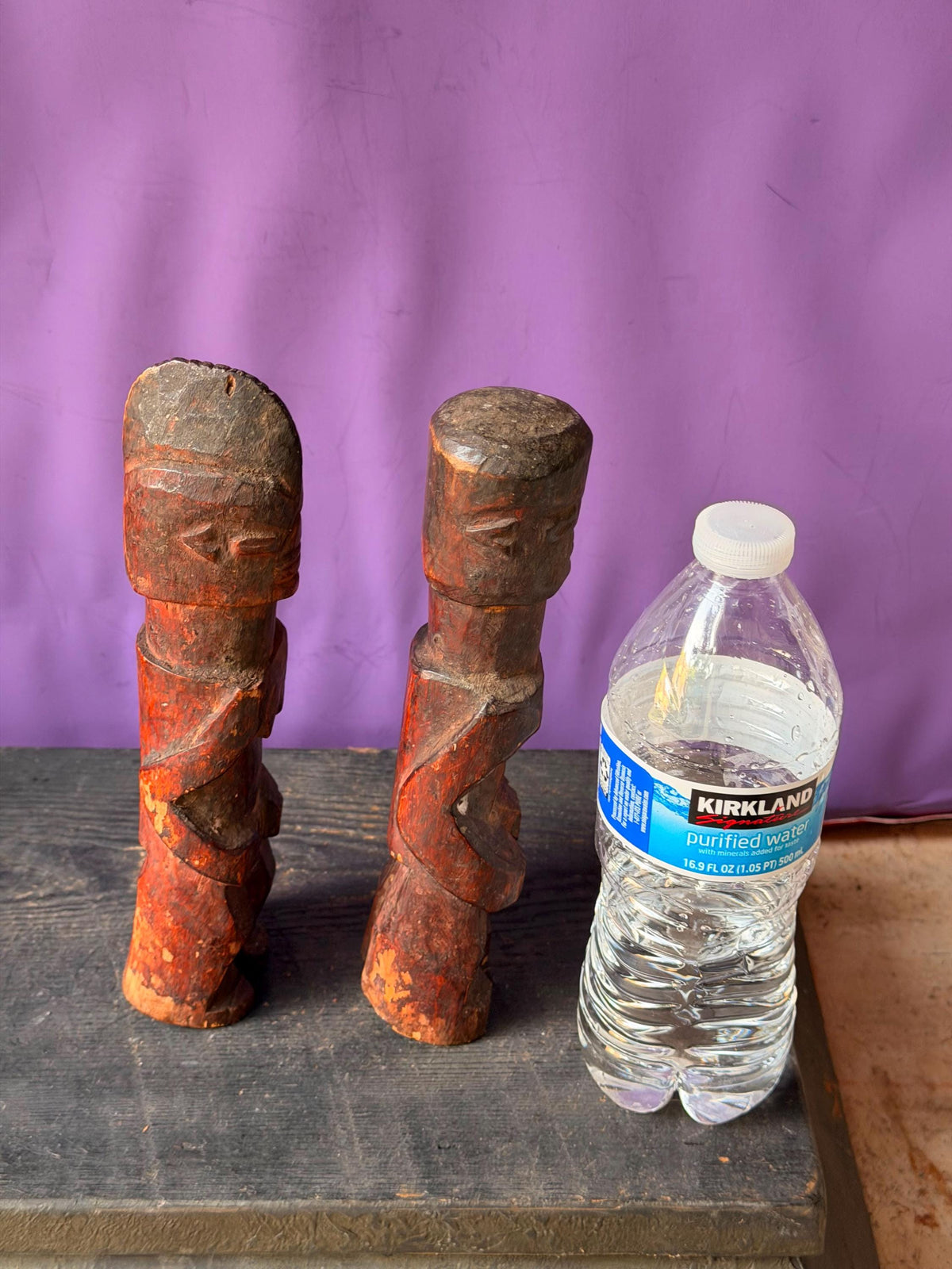 Vintage Yoruba Ere Ibeji Twin Figures Hand Carved Wood Nigeria Pair 9"