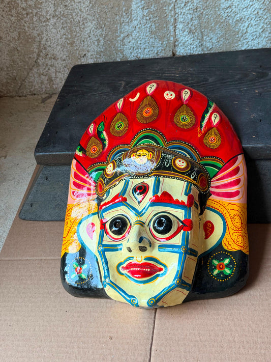Vintage Nepalese Papier Mache Mask Navadurga Mahakali Goddess Wall Art