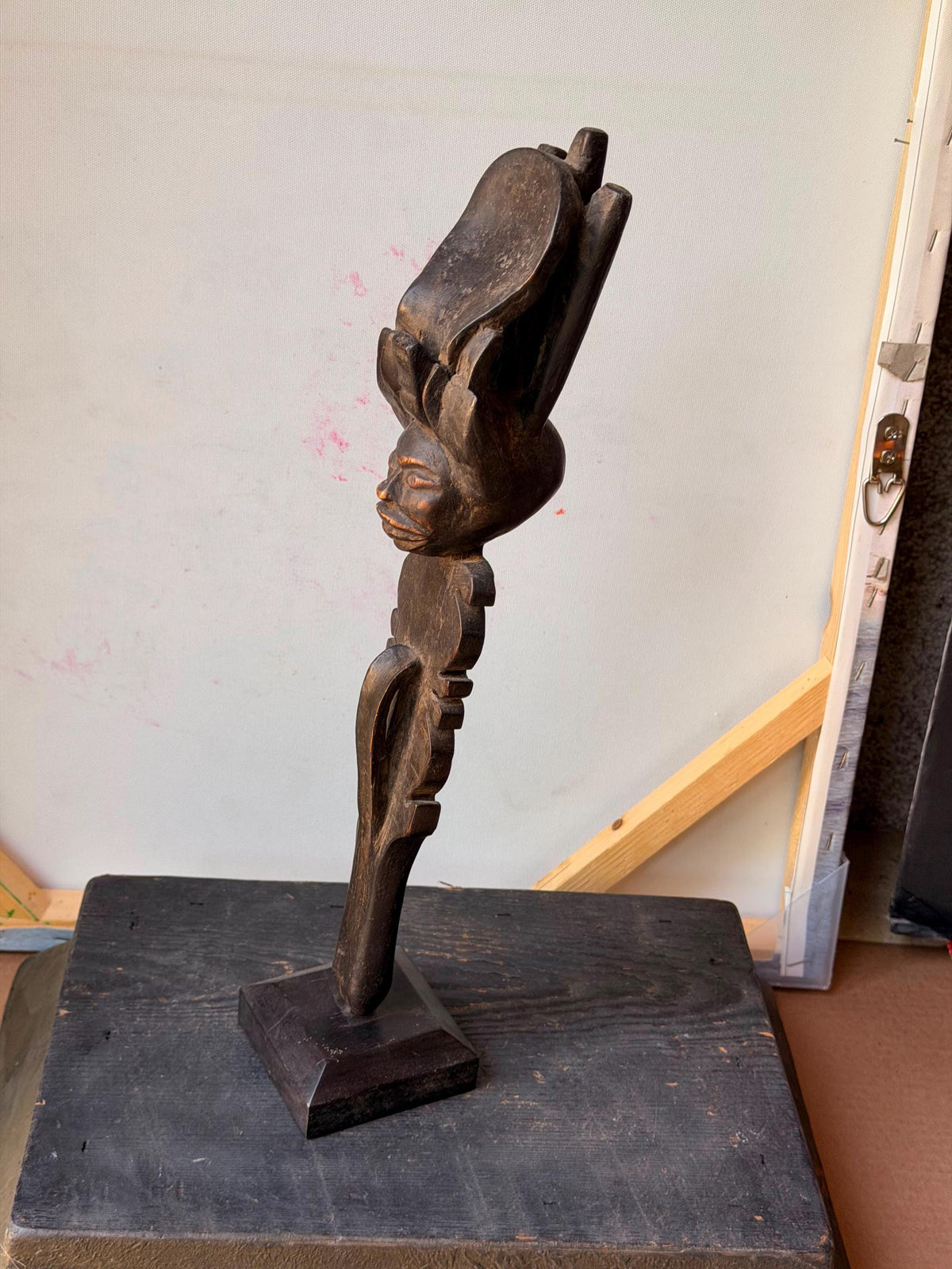 Vintage Chokwe Command Staff with Carved Head (16") | Angola/DRC