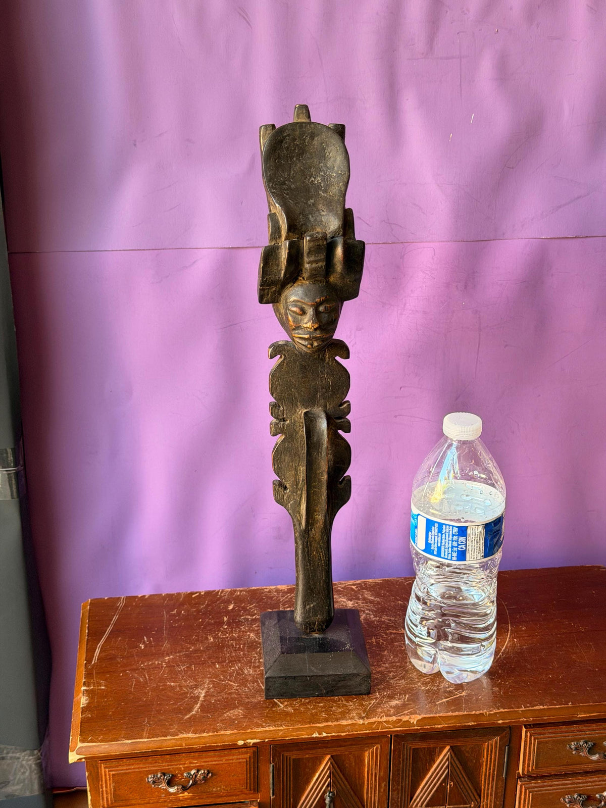 Vintage Chokwe Command Staff with Carved Head (16") | Angola/DRC