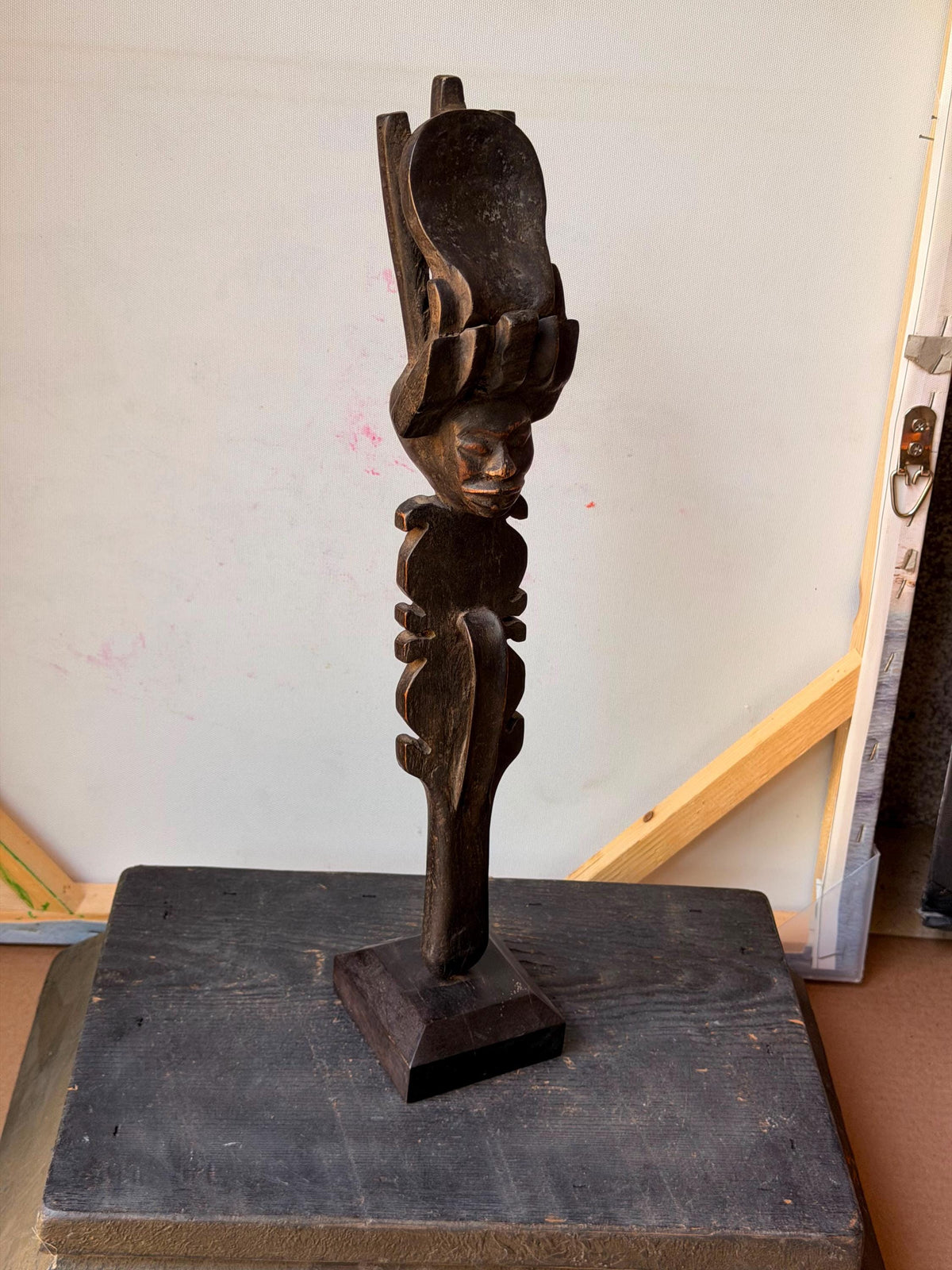 Vintage Chokwe Command Staff with Carved Head (16") | Angola/DRC