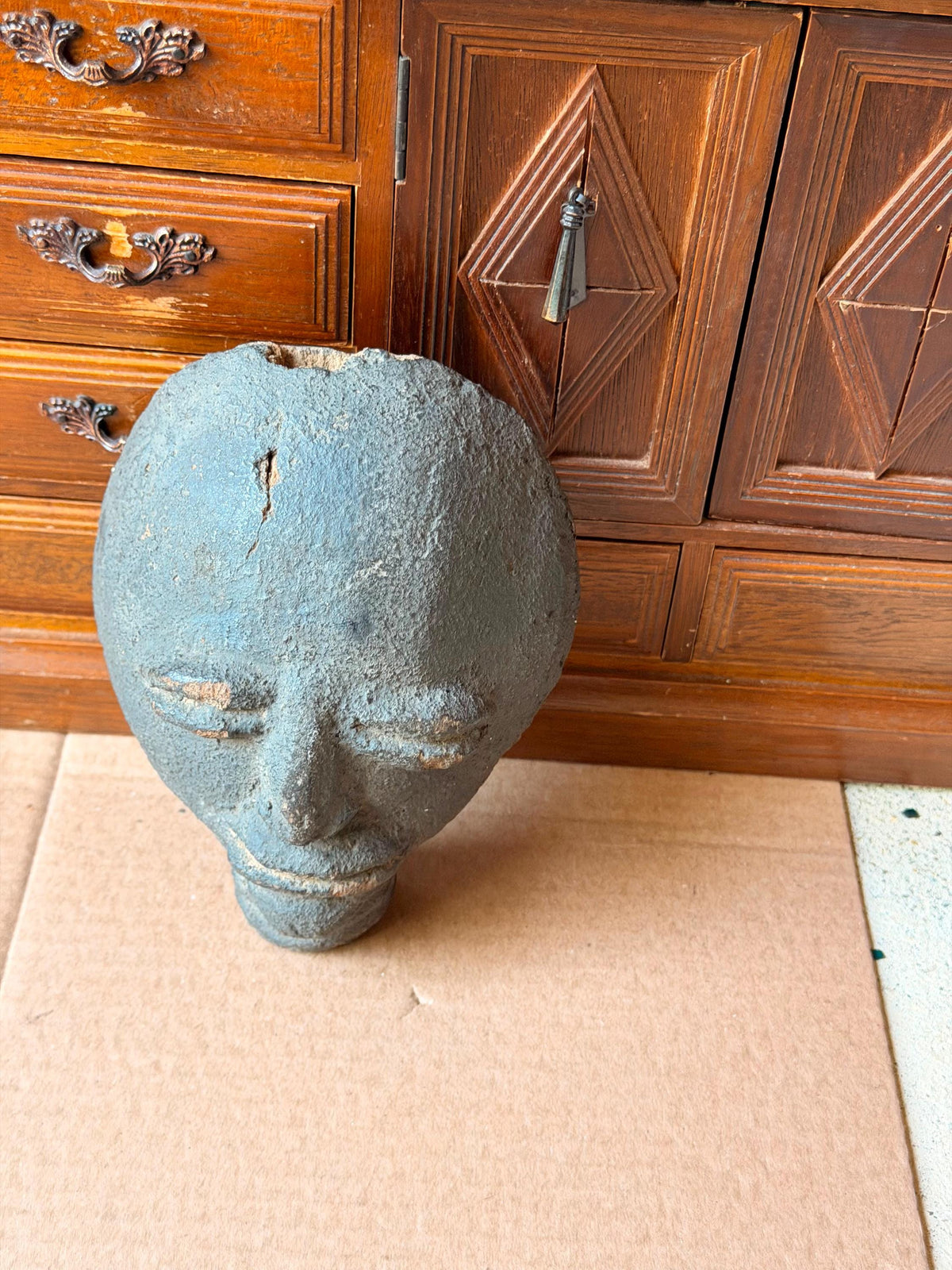 Akan Ashanti Terracotta Memorial Head Fragment Ghana West African Clay Art