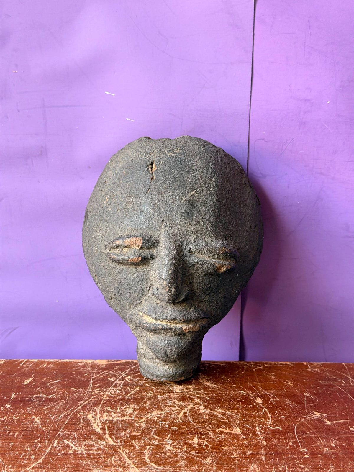Akan Ashanti Terracotta Memorial Head Fragment Ghana West African Clay Art