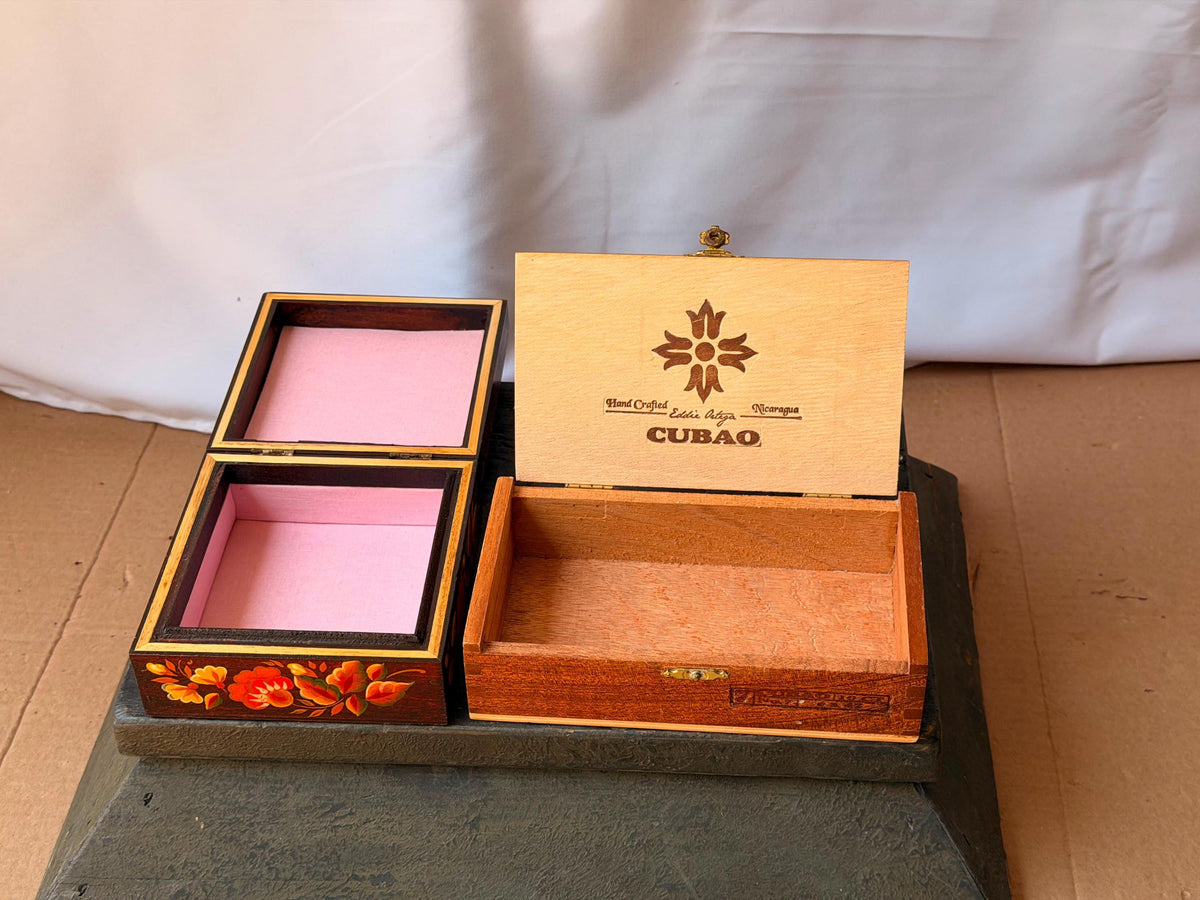 Vintage Eastern Europe Lacquer & Nicaraguan Wood Valet Box Set 2pc