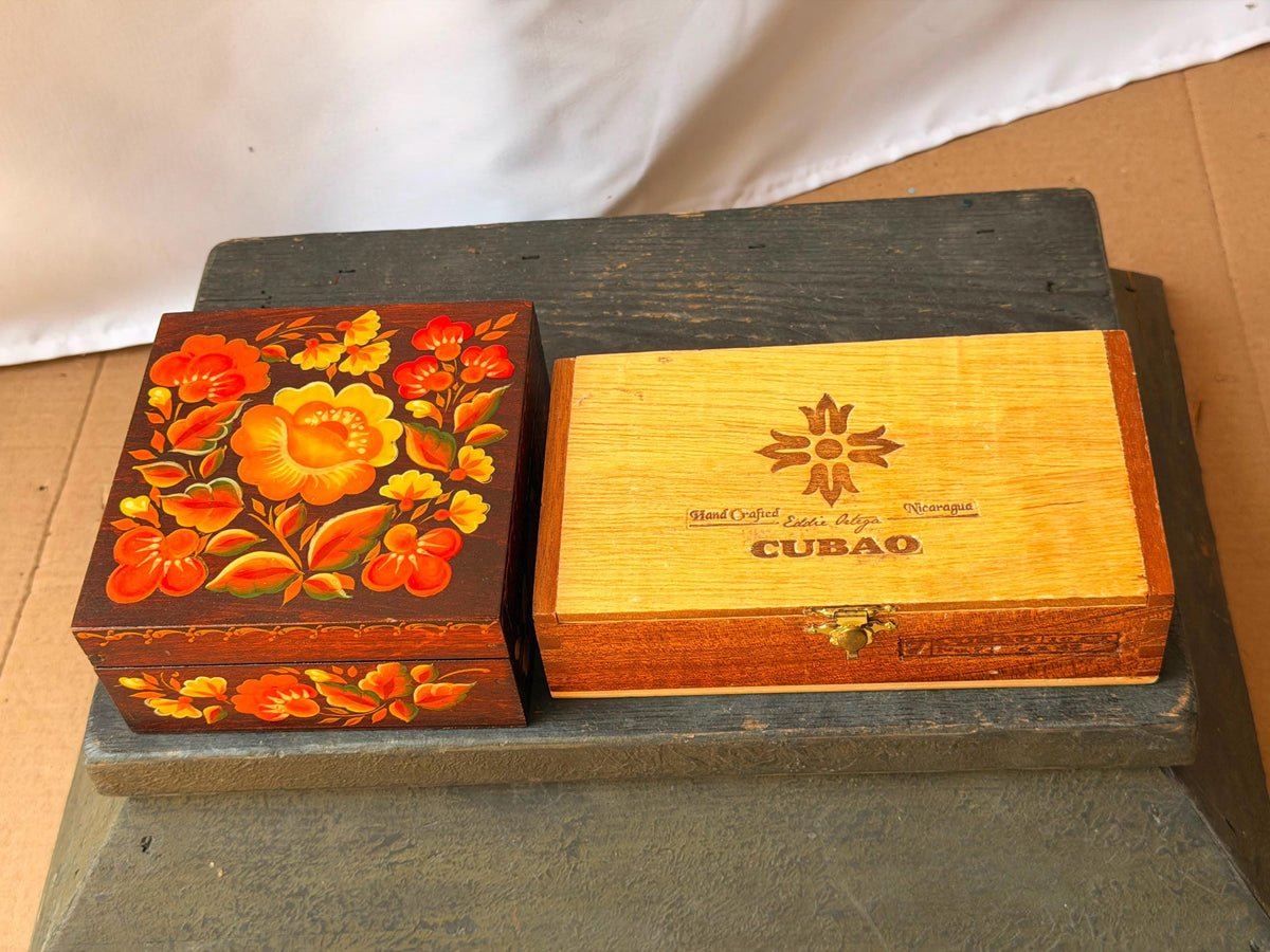 Vintage Eastern Europe Lacquer & Nicaraguan Wood Valet Box Set 2pc
