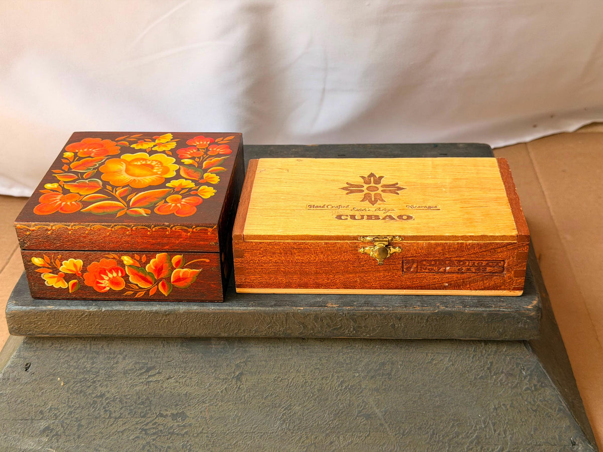 Vintage Eastern Europe Lacquer & Nicaraguan Wood Valet Box Set 2pc
