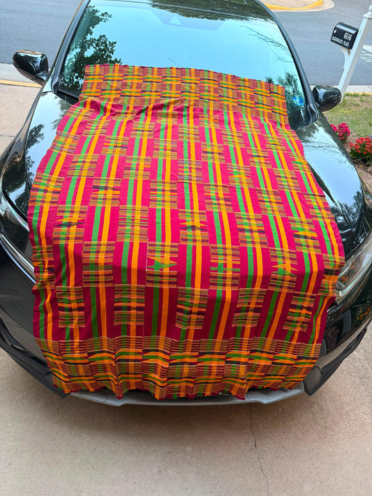 Vintage Ghanaian Kente Cloth Traditional Handwoven Fabric Ashanti 72x44