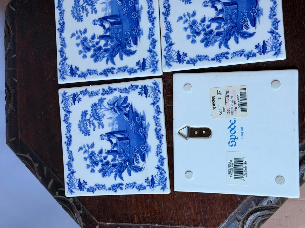 Spode Blue Room Ceramic Wall Tile Trivet Set 6"