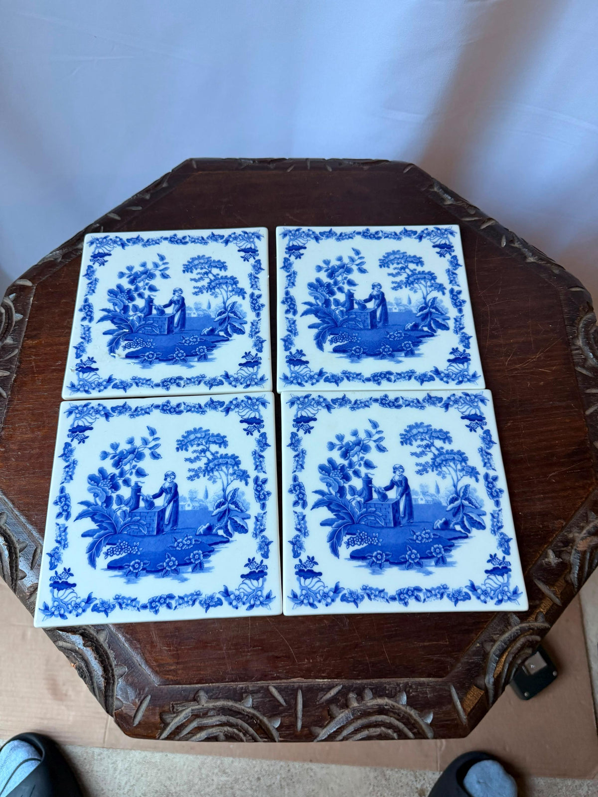 Spode Blue Room Ceramic Wall Tile Trivet Set 6"
