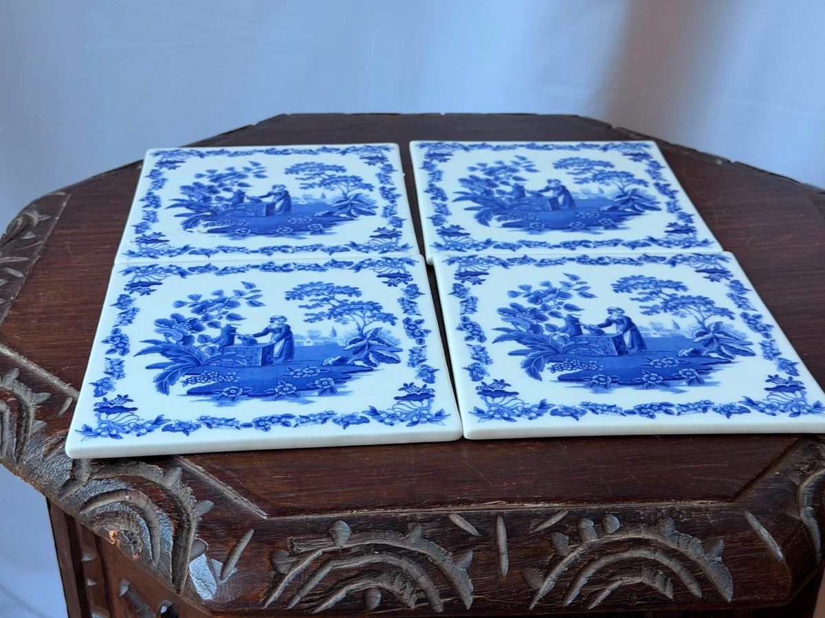 Spode Blue Room Ceramic Wall Tile Trivet Set 6"