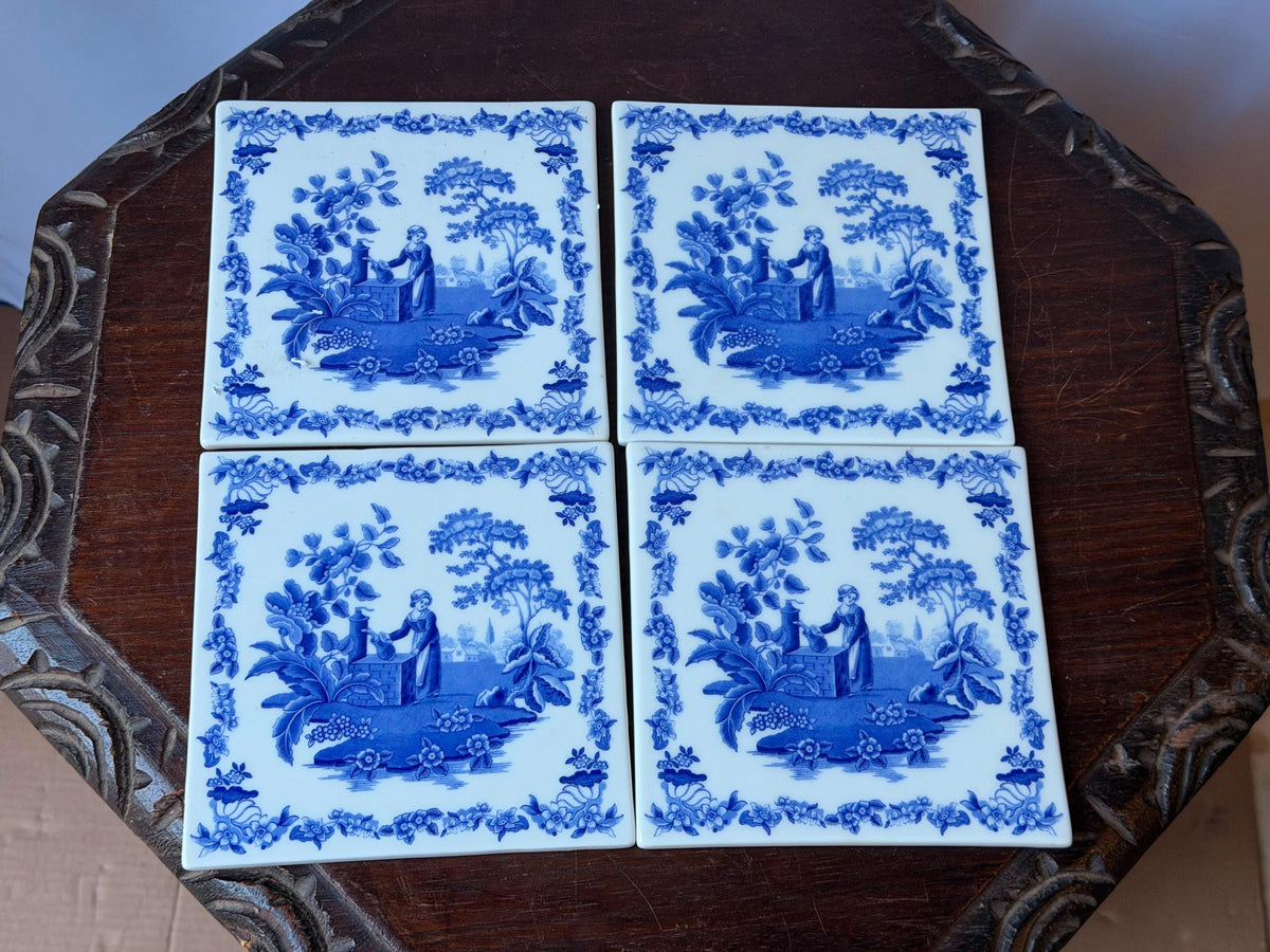 Spode Blue Room Ceramic Wall Tile Trivet Set 6"
