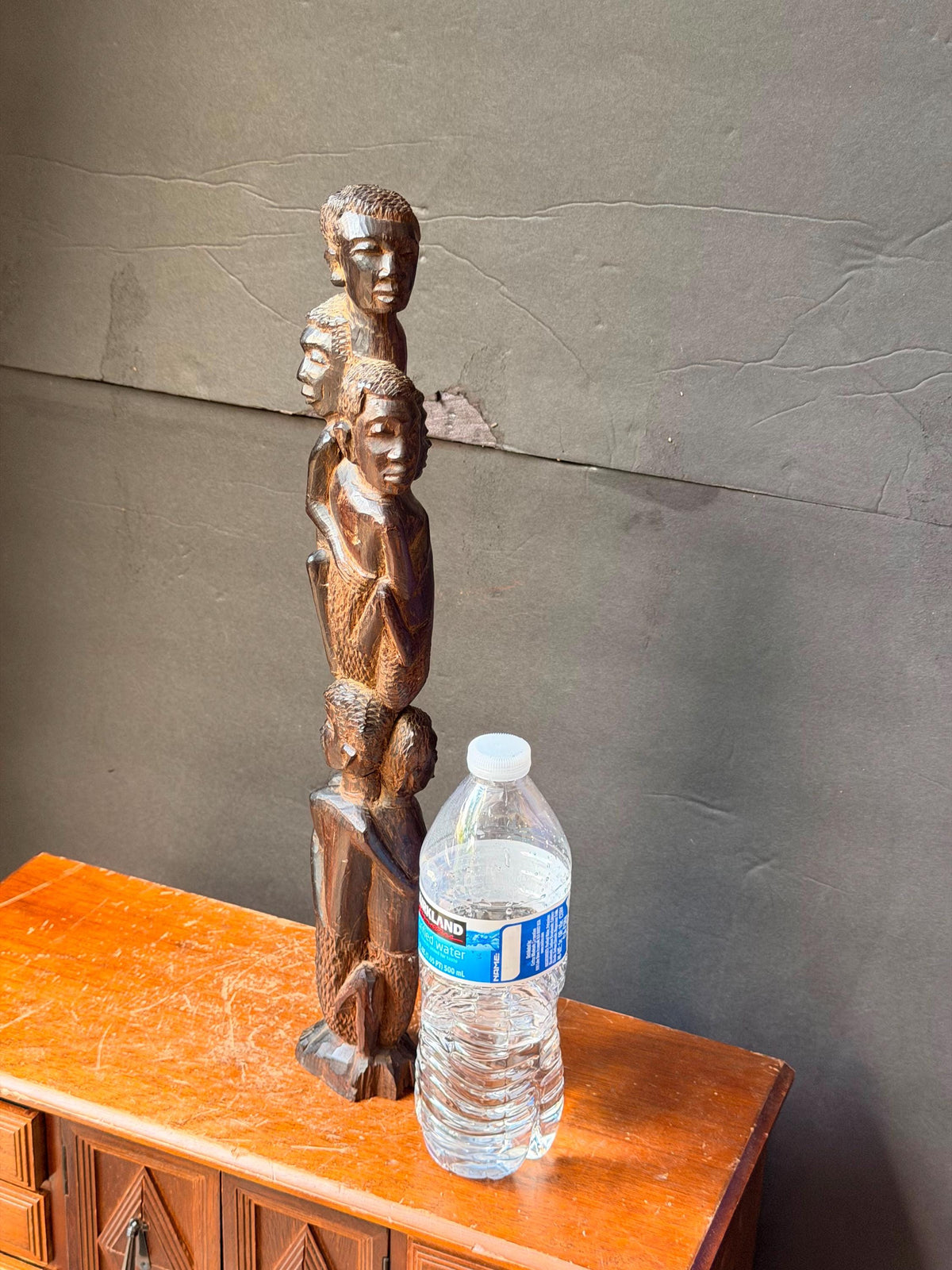 Vintage Makonde Tree of Life - Tanzanian Wood Family Unity Statue 16.5"