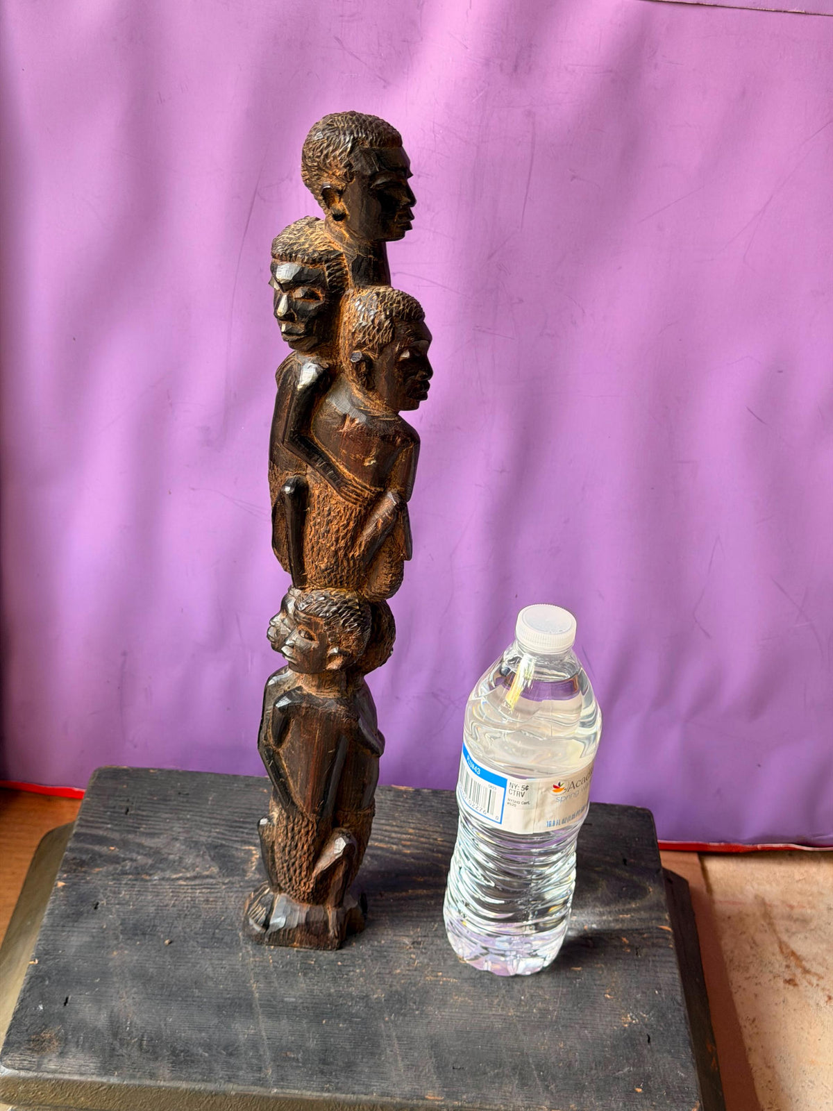 Vintage Makonde Tree of Life - Tanzanian Wood Family Unity Statue 16.5"