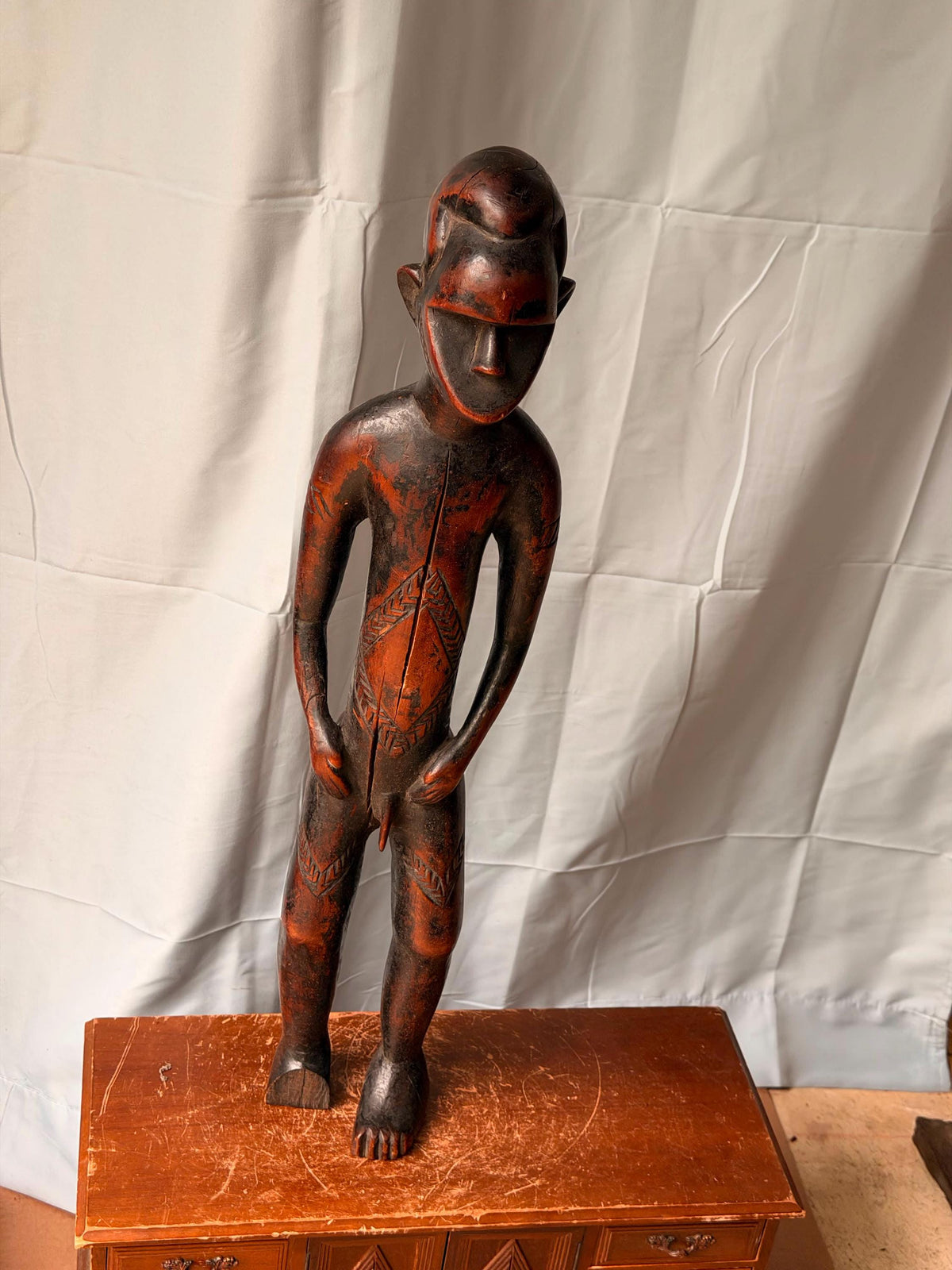 Vintage Toma Loma Wood Figure - Ancestral Spirit Statue Guinea 17.5"