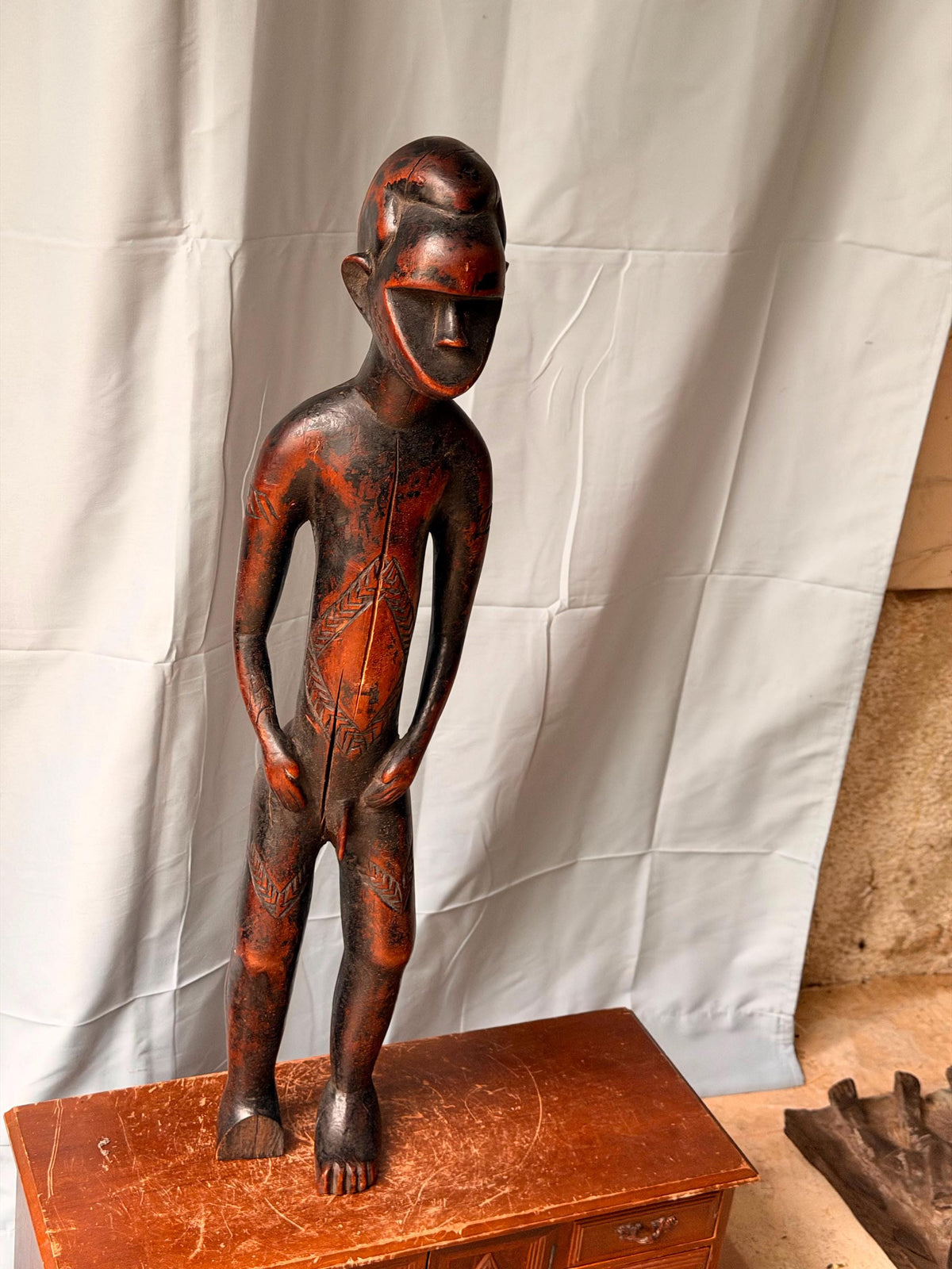 Vintage Toma Loma Wood Figure - Ancestral Spirit Statue Guinea 17.5"
