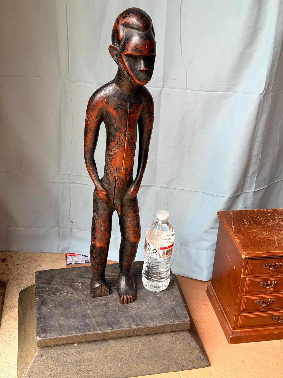 Vintage Toma Loma Wood Figure - Ancestral Spirit Statue Guinea 17.5"