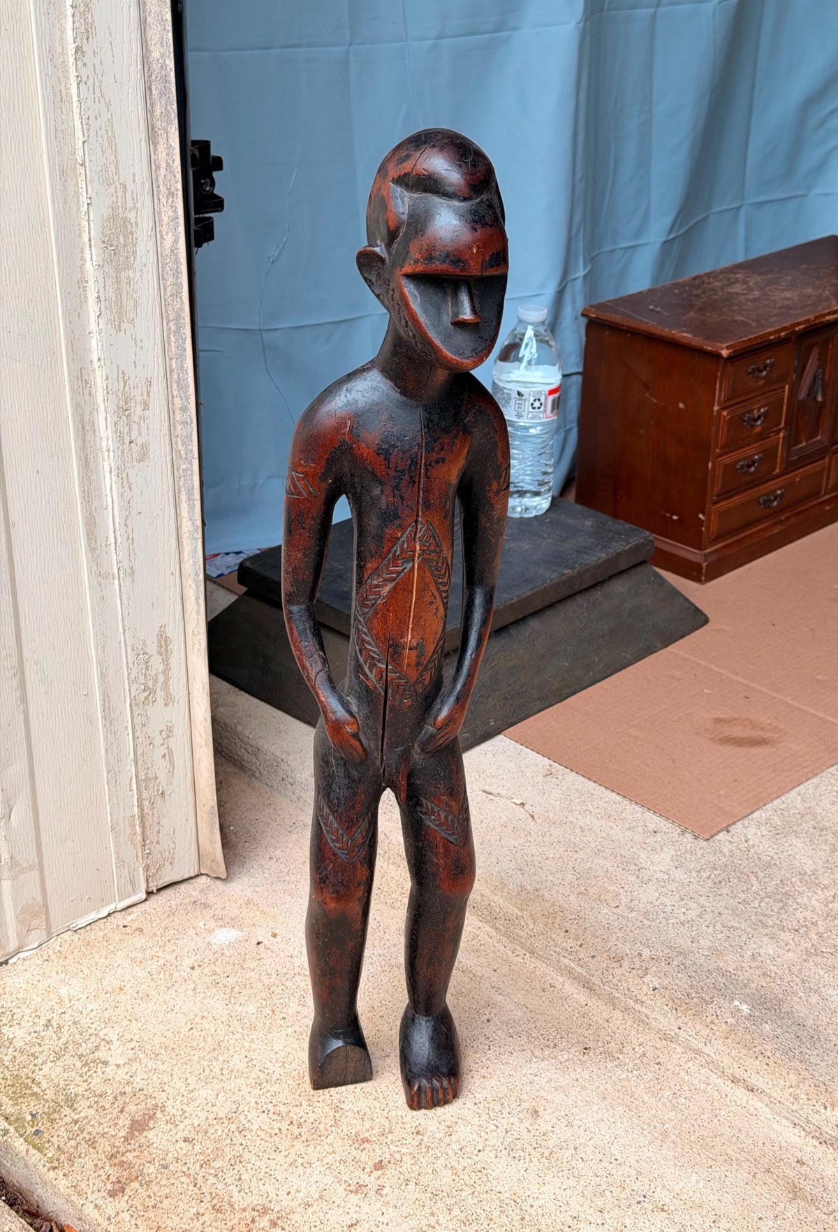 Vintage Toma Loma Wood Figure - Ancestral Spirit Statue Guinea 17.5"