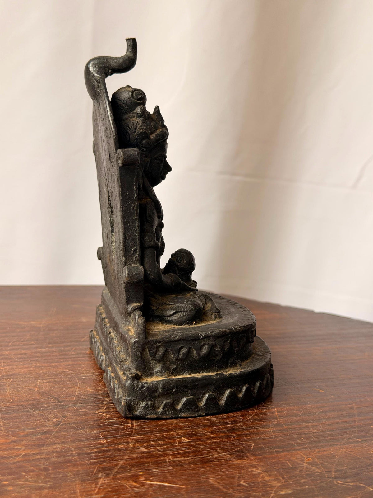 Vintage Bronze Hariti Goddess Statue Mother Child Altar Figure 6.5"