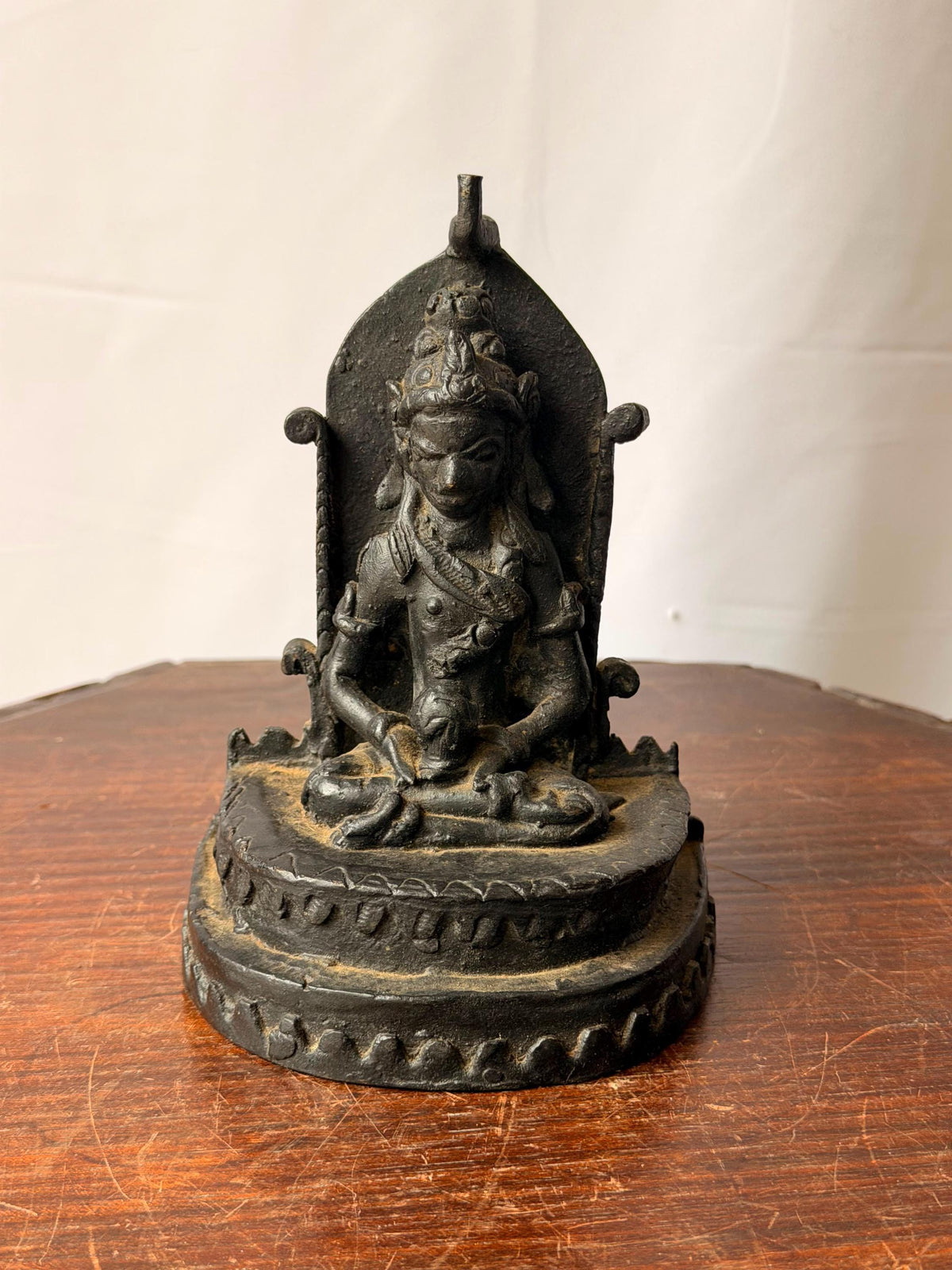 Vintage Bronze Hariti Goddess Statue Mother Child Altar Figure 6.5"