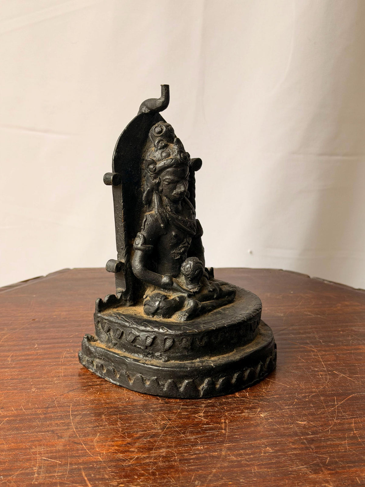 Vintage Bronze Hariti Goddess Statue Mother Child Altar Figure 6.5"