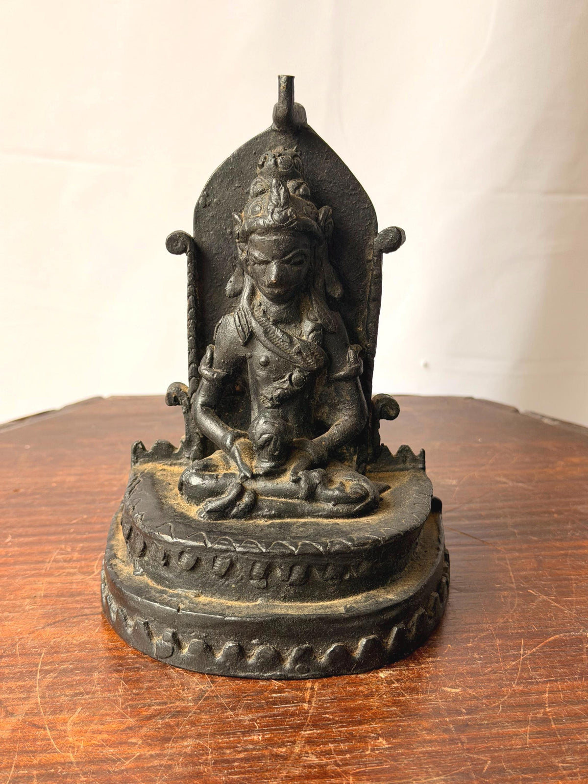 Vintage Bronze Hariti Goddess Statue Mother Child Altar Figure 6.5"