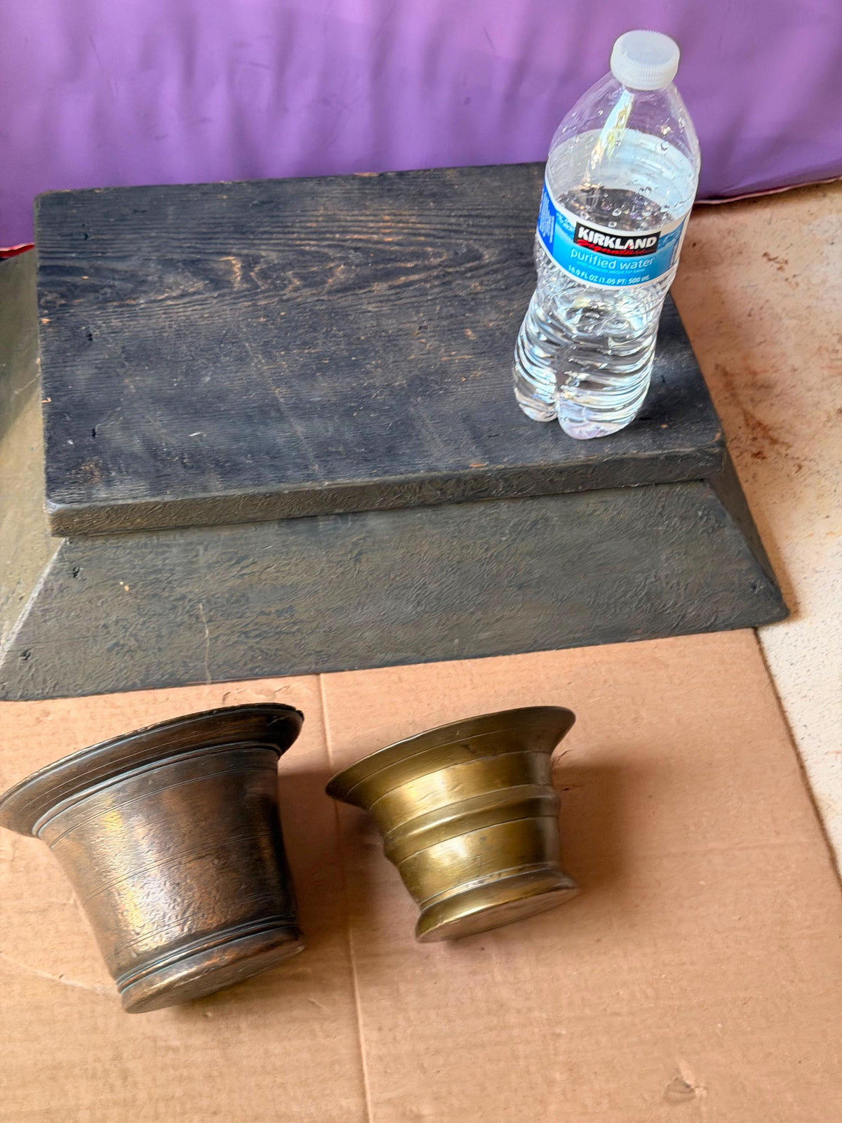 Vintage Cast Bronze Brass Mortar Pair Apothecary Bowls Vessel Set