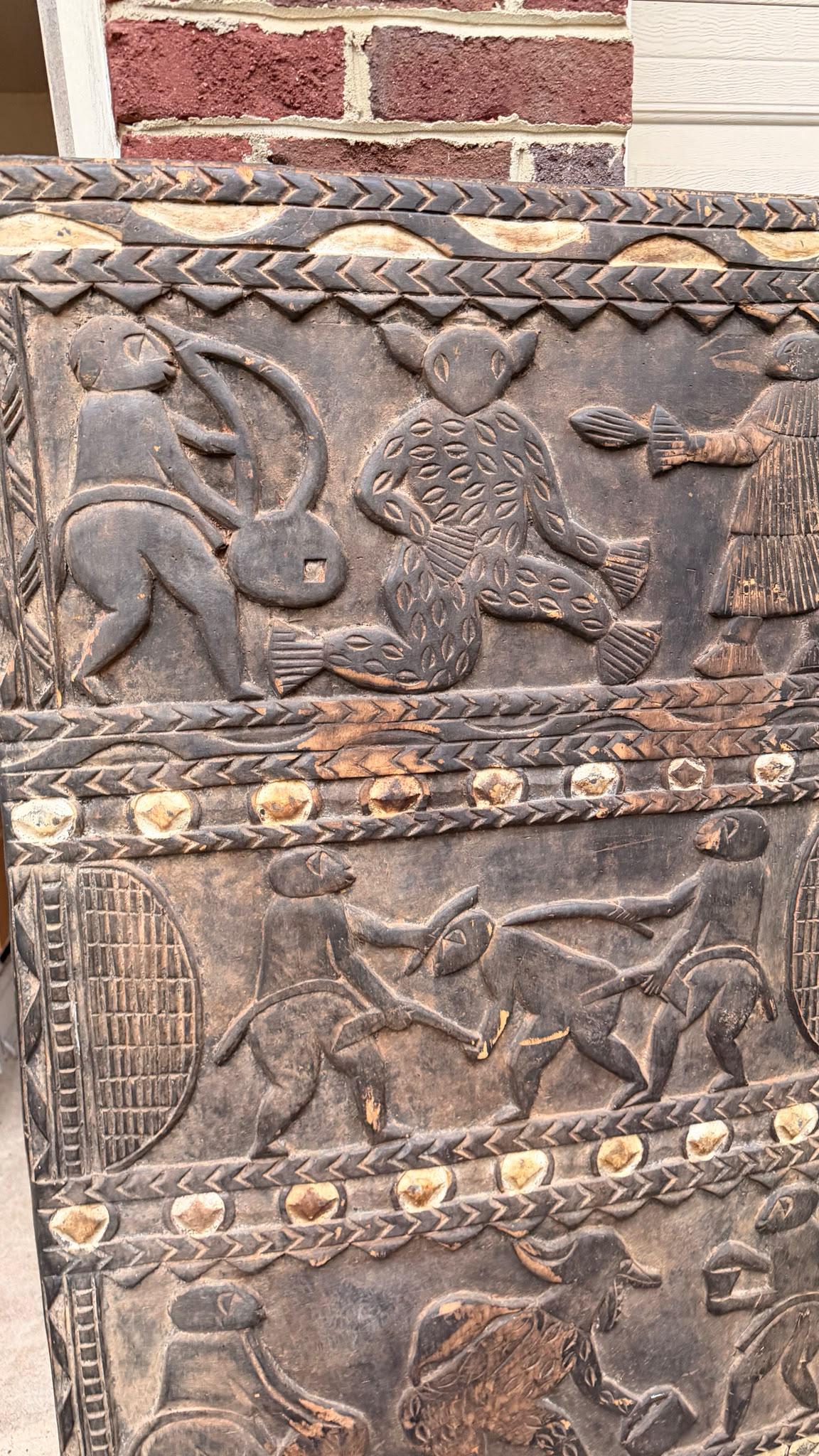 Vintage African Baule Carved Wood Palace Door - Local PICKUP ONLY 60"