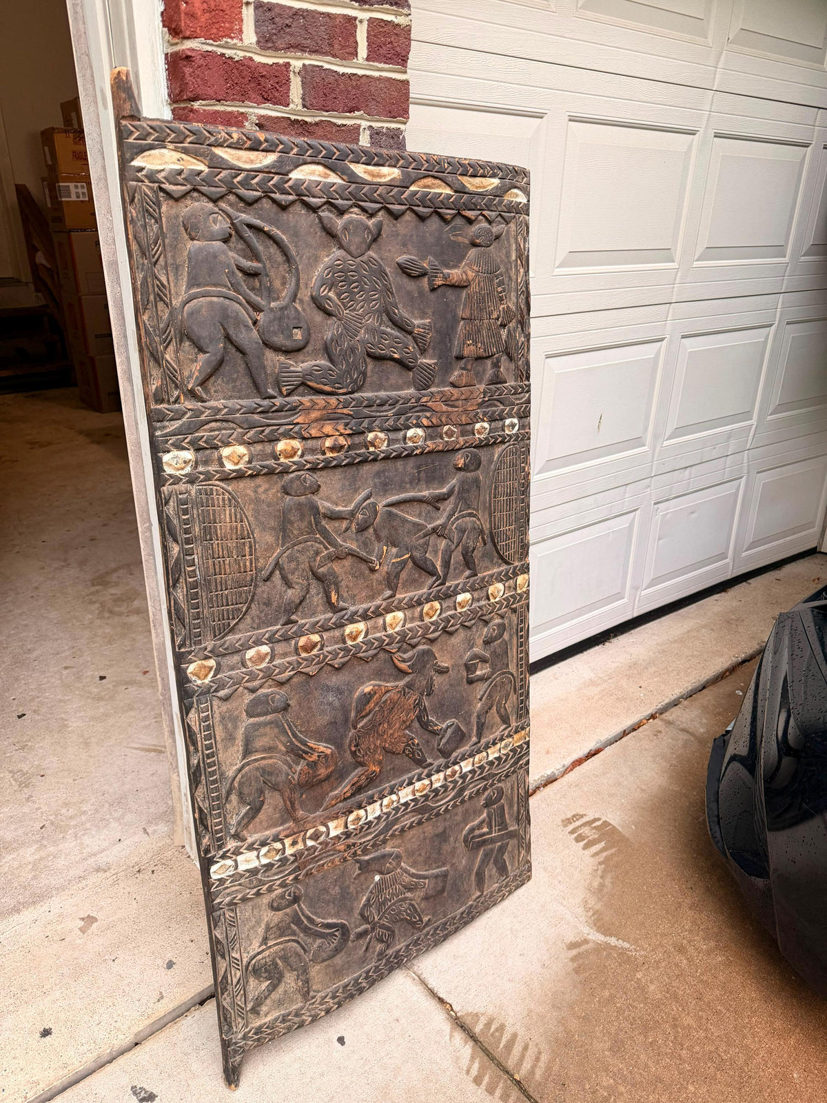 Vintage African Baule Carved Wood Palace Door - Local PICKUP ONLY 60"