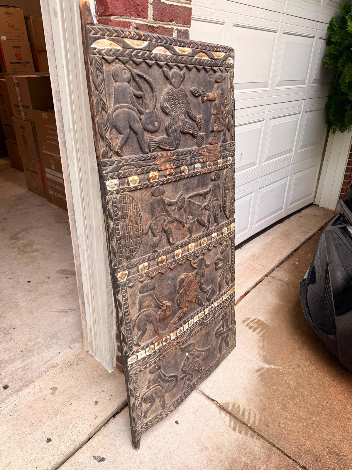 Vintage African Baule Carved Wood Palace Door - Local PICKUP ONLY 60"