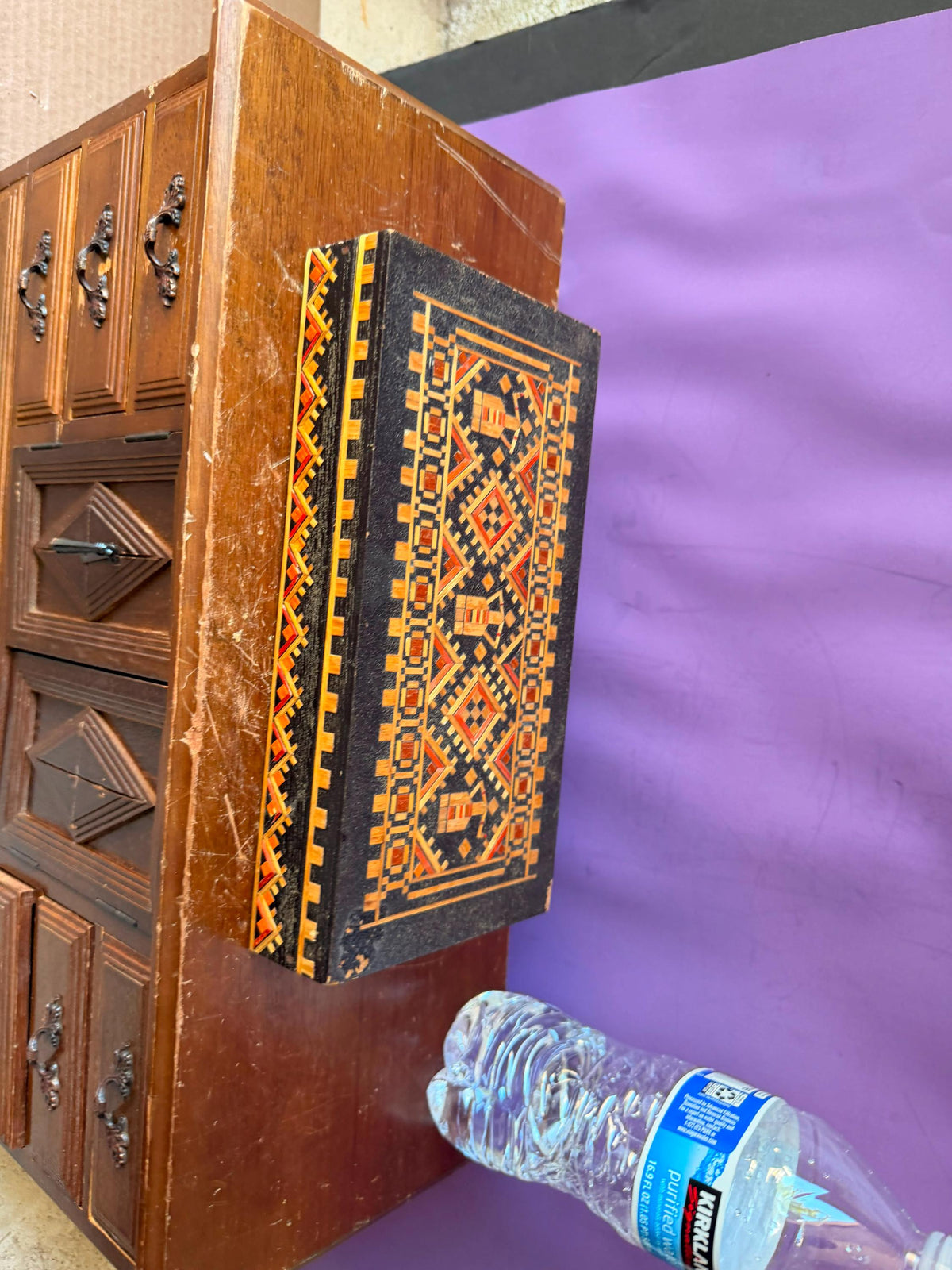 Vintage Ukrainian Straw Marquetry Box - Eastern European Folk Art Case 9.5"