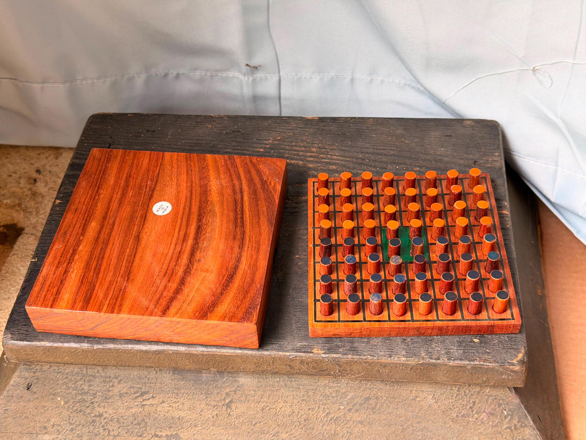 Vintage Wooden Reversi Othello Travel Board Game Sheesham Wood Made in India