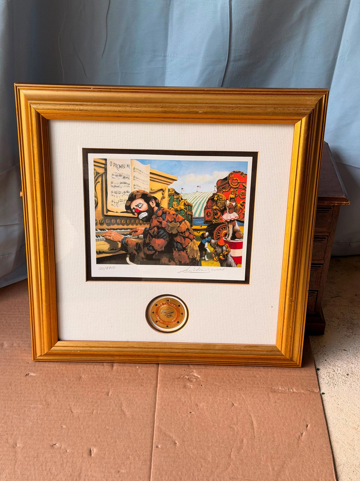 Emmett Kelly Signed Limited Edition Print Clown Alley Chords Circus Art