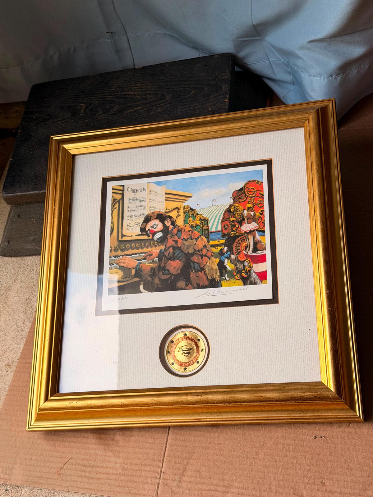 Emmett Kelly Signed Limited Edition Print Clown Alley Chords Circus Art