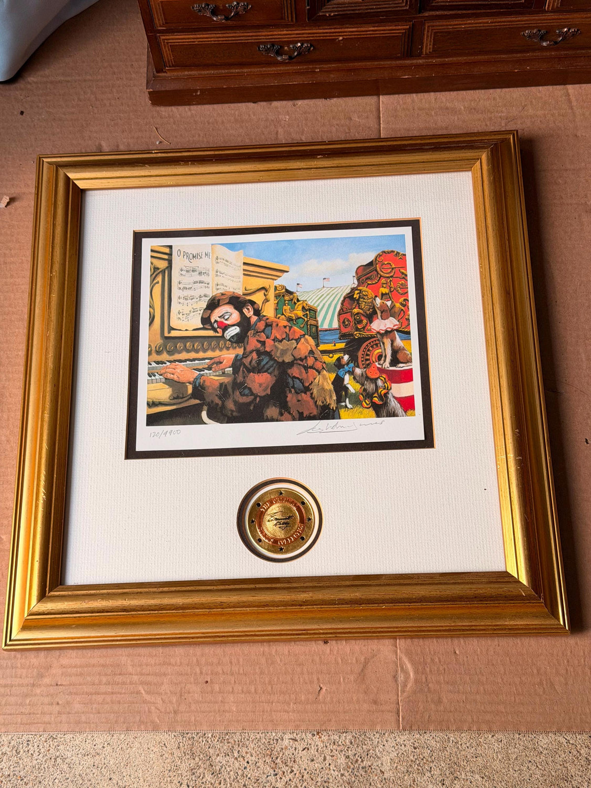 Emmett Kelly Signed Limited Edition Print Clown Alley Chords Circus Art