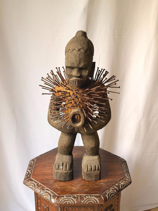 Vintage African Kongo Nkisi Nkondi Power Figure Carved Wood
